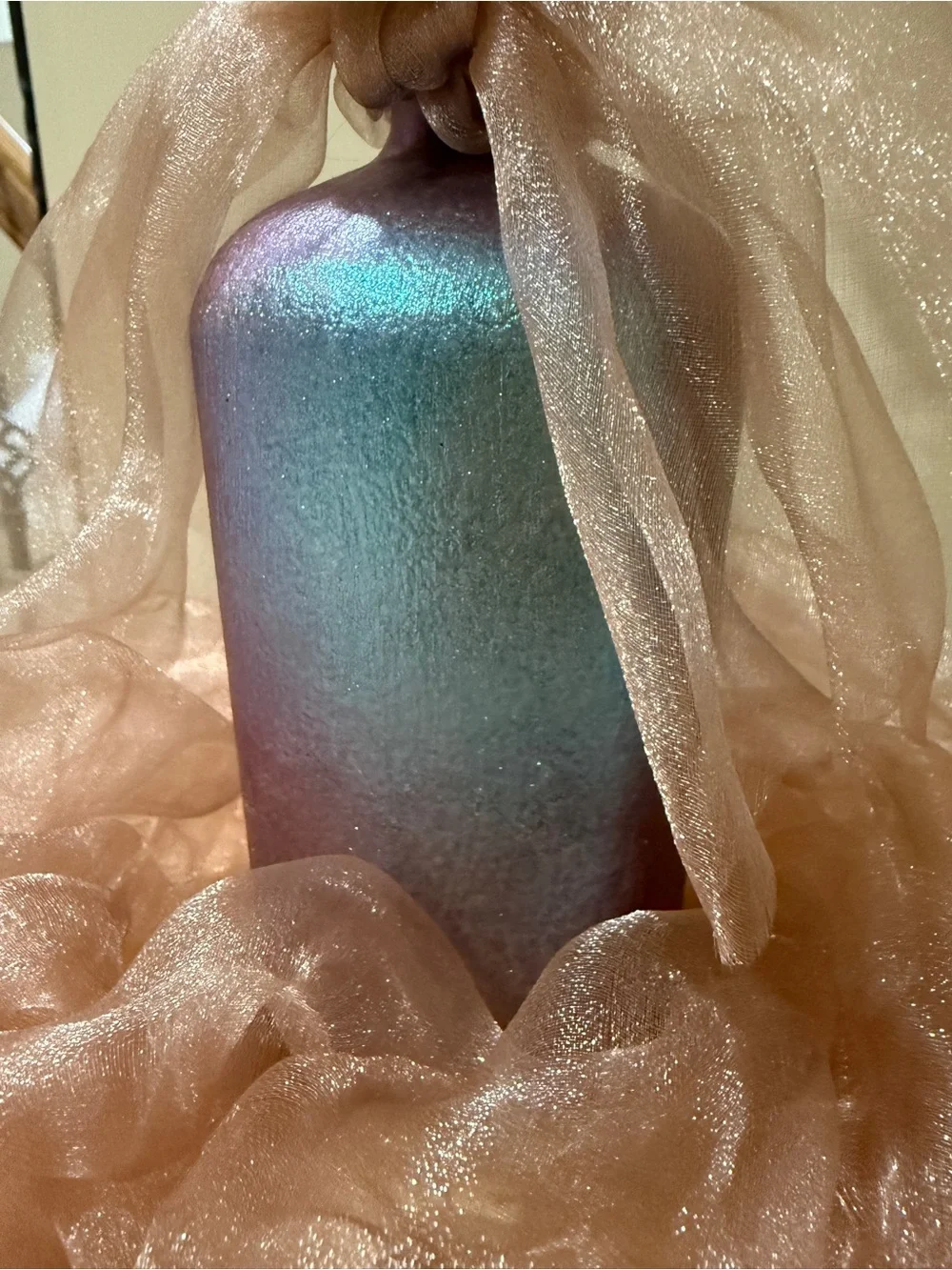 Color shifting vase Dusty Pink and Cream Wood & Dried Floral Arrangement